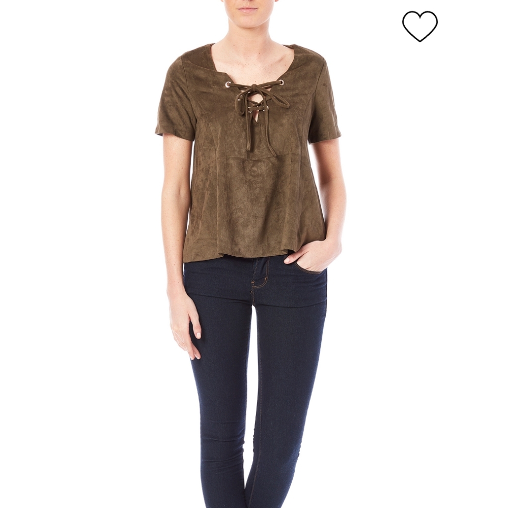 90's Vibe MUCHE ET MUCHETTE FAUX SUEDE TOP, ONE SIZE